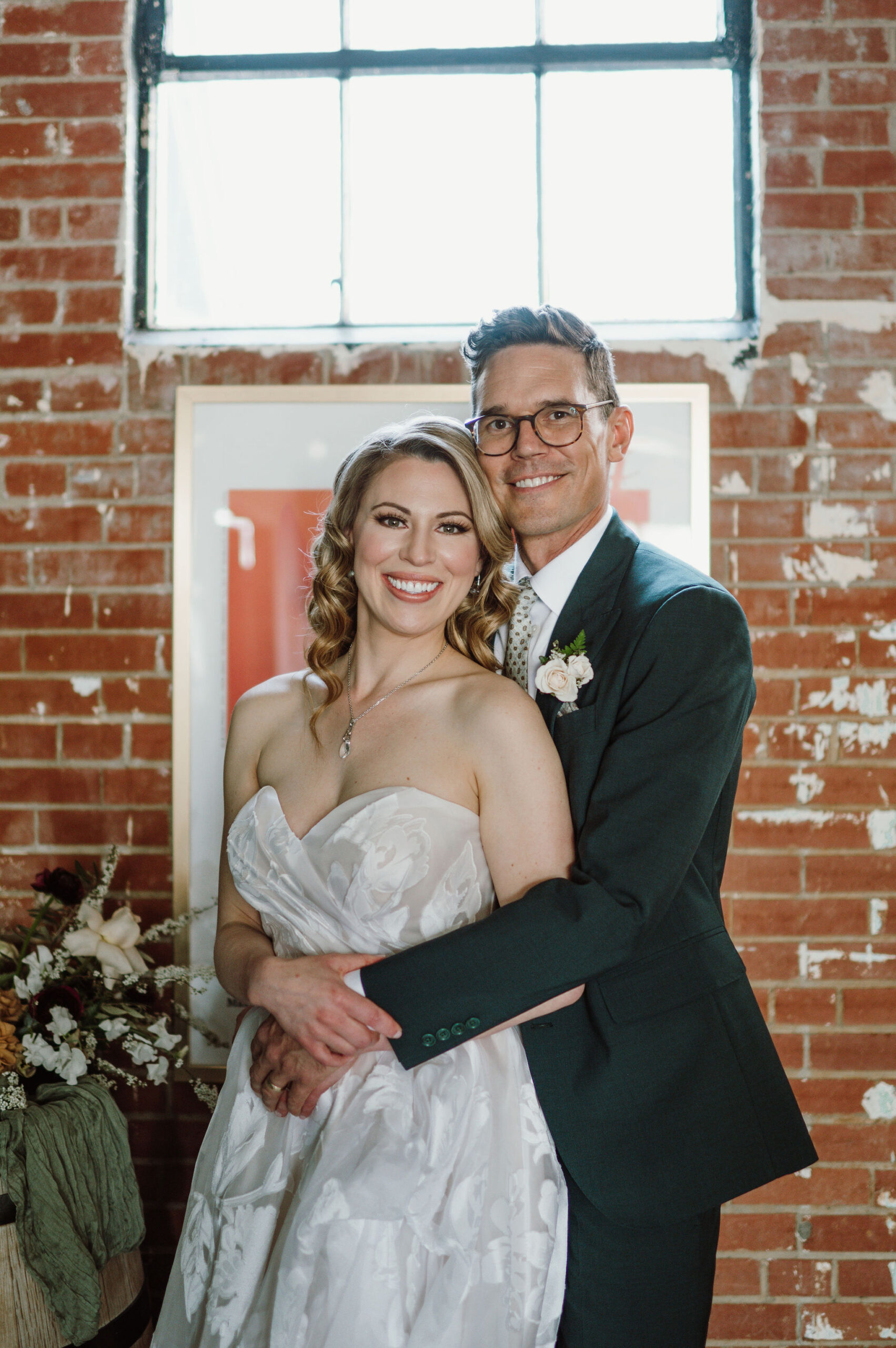 Newlyweds embracing