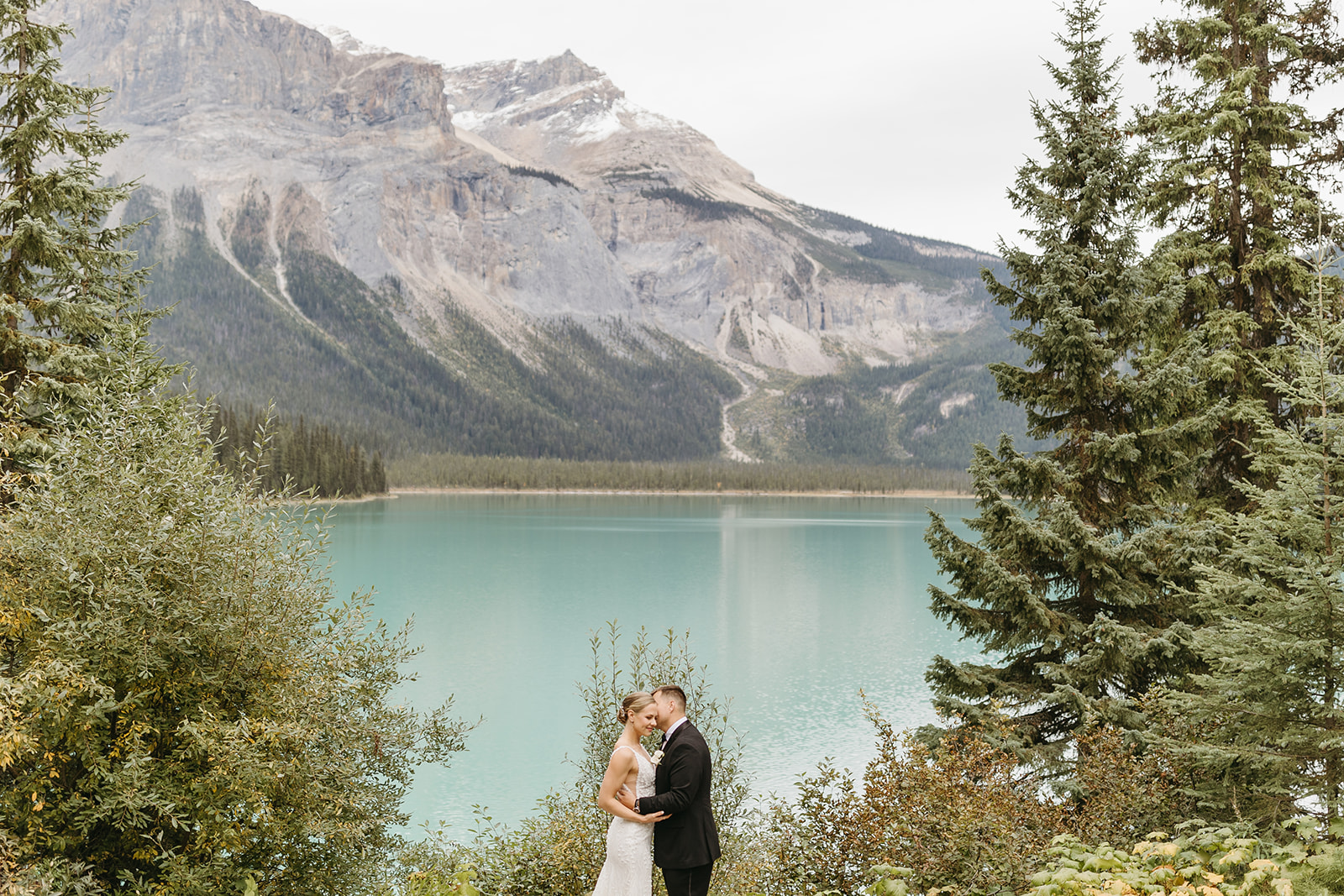 Newlyweds at Emerald Lake Lodge