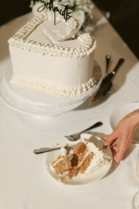 A piece of wedding cake cut from cake 